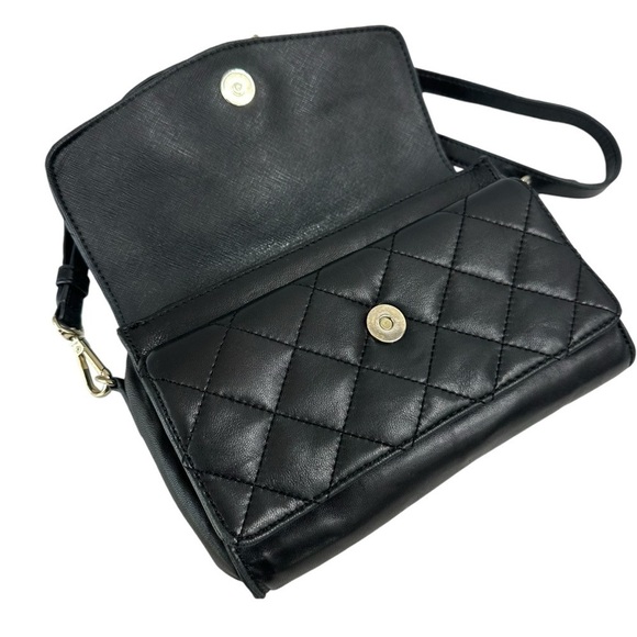 DKNY Black Quilted Crossbody Handbag, Soft Leather - Picture 6 of 14